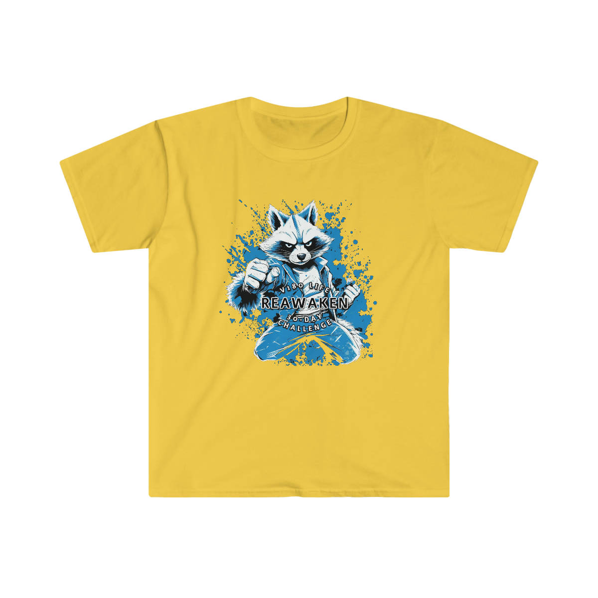V180 Life REAWAKEN - 30-Day Challenge Karate Racoon T-shirt - Image 7