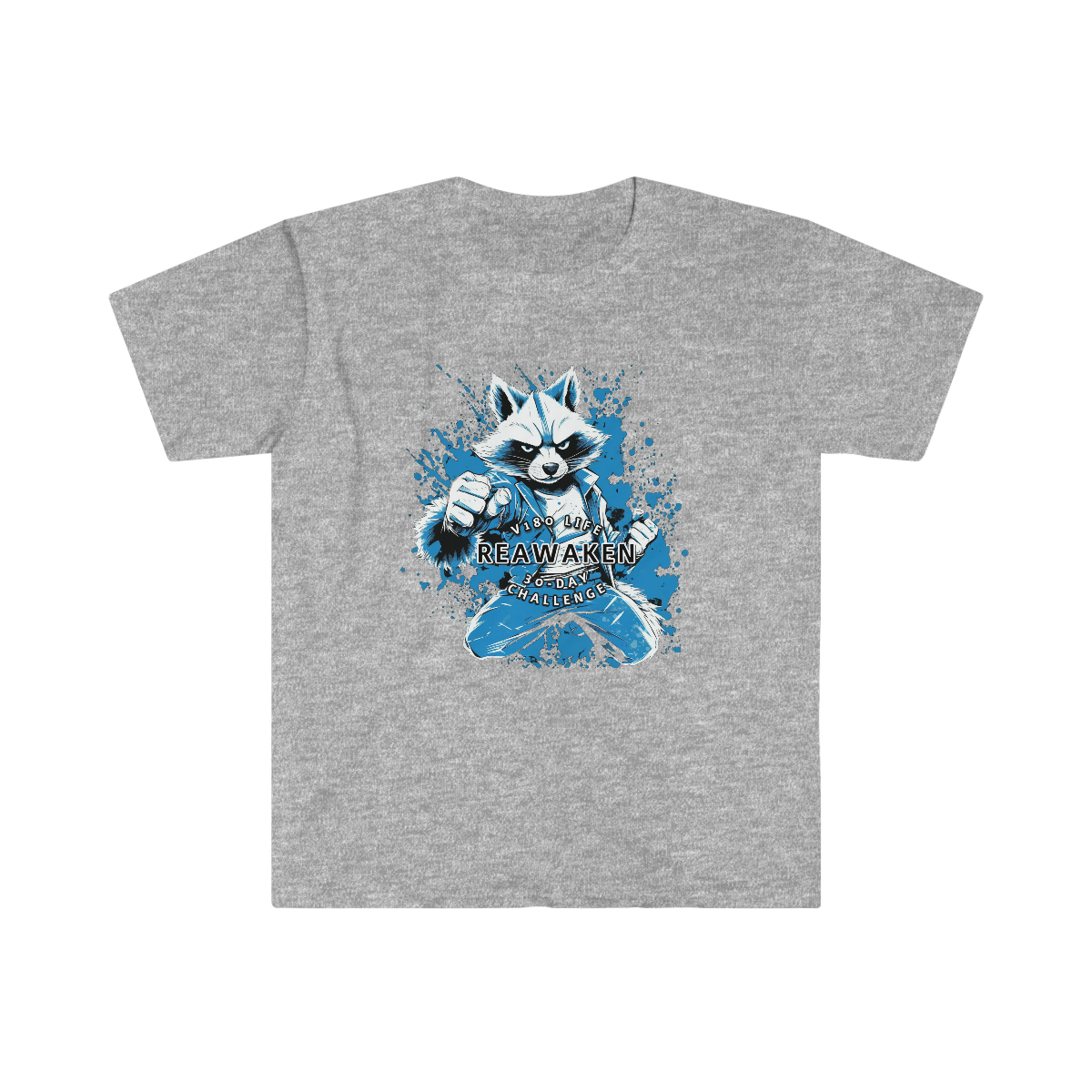 V180 Life REAWAKEN - 30-Day Challenge Karate Racoon T-shirt - Image 5