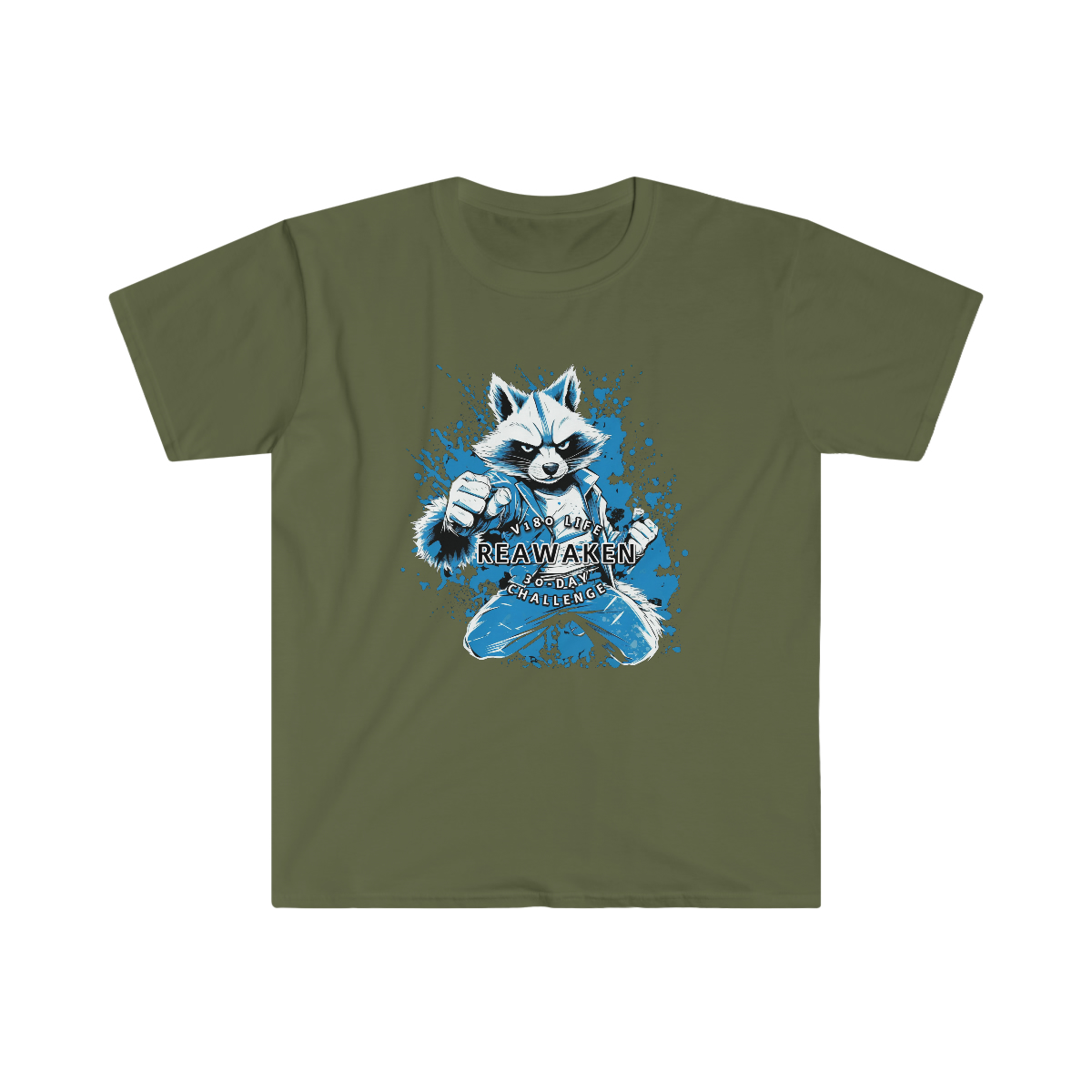 V180 Life REAWAKEN - 30-Day Challenge Karate Racoon T-shirt - Image 9