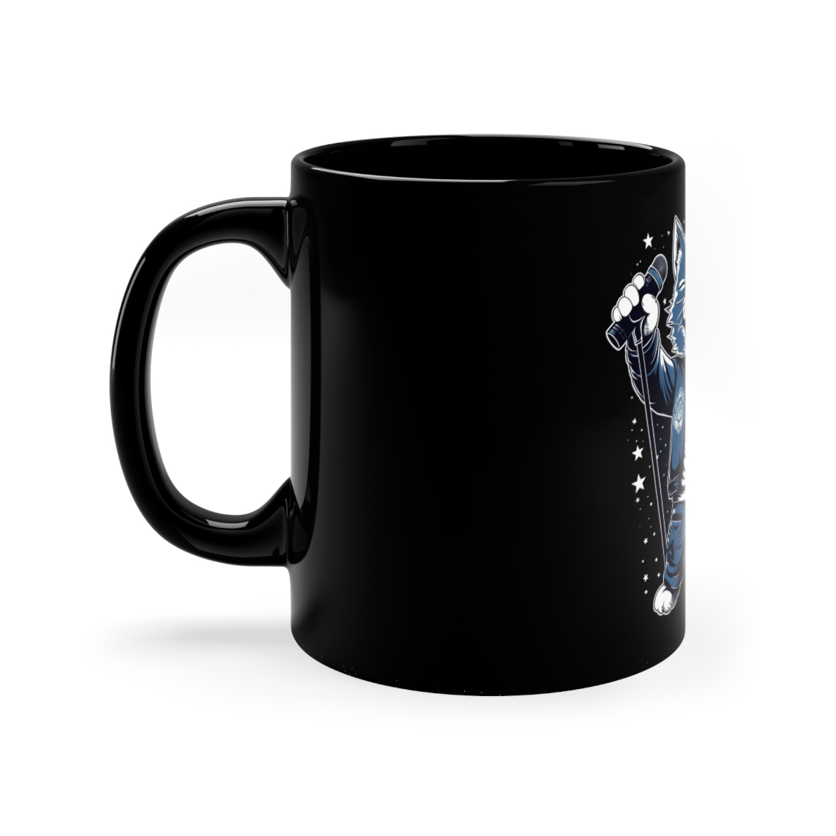 Happy Rockstar Kitty Black Coffee Mug, 11oz - Image 2
