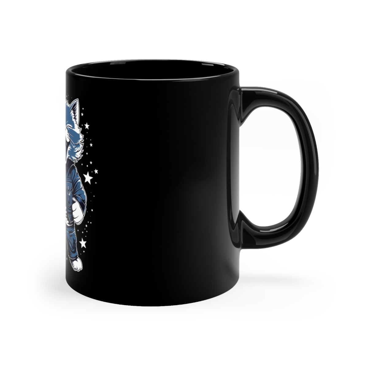 Happy Rockstar Kitty Black Coffee Mug, 11oz - Image 3