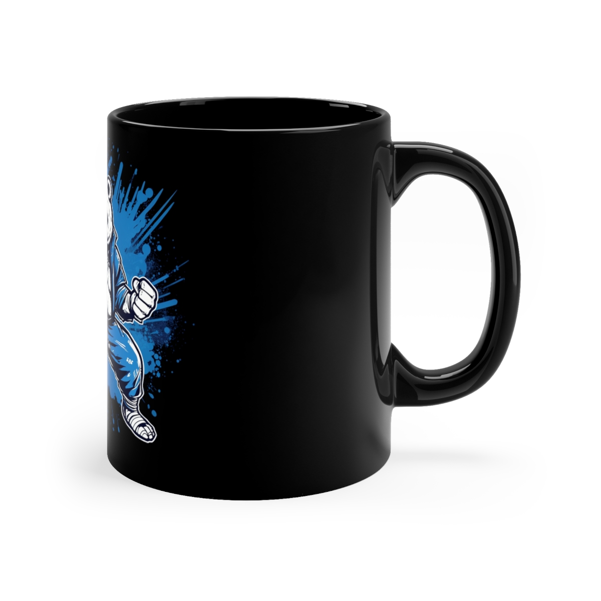V180 Life Karate Ninja Bear Black Coffee Mug, 11oz - Image 3