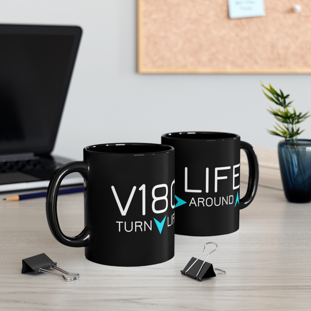V180 Life "Turn Life Around" 11oz Black Mug - Image 5