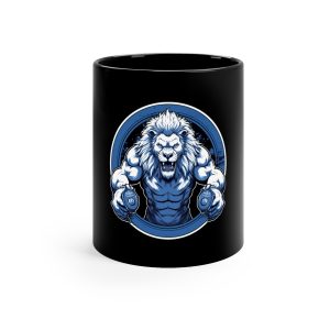 Fierce & Fit Lion Black Coffee Mug, 11oz