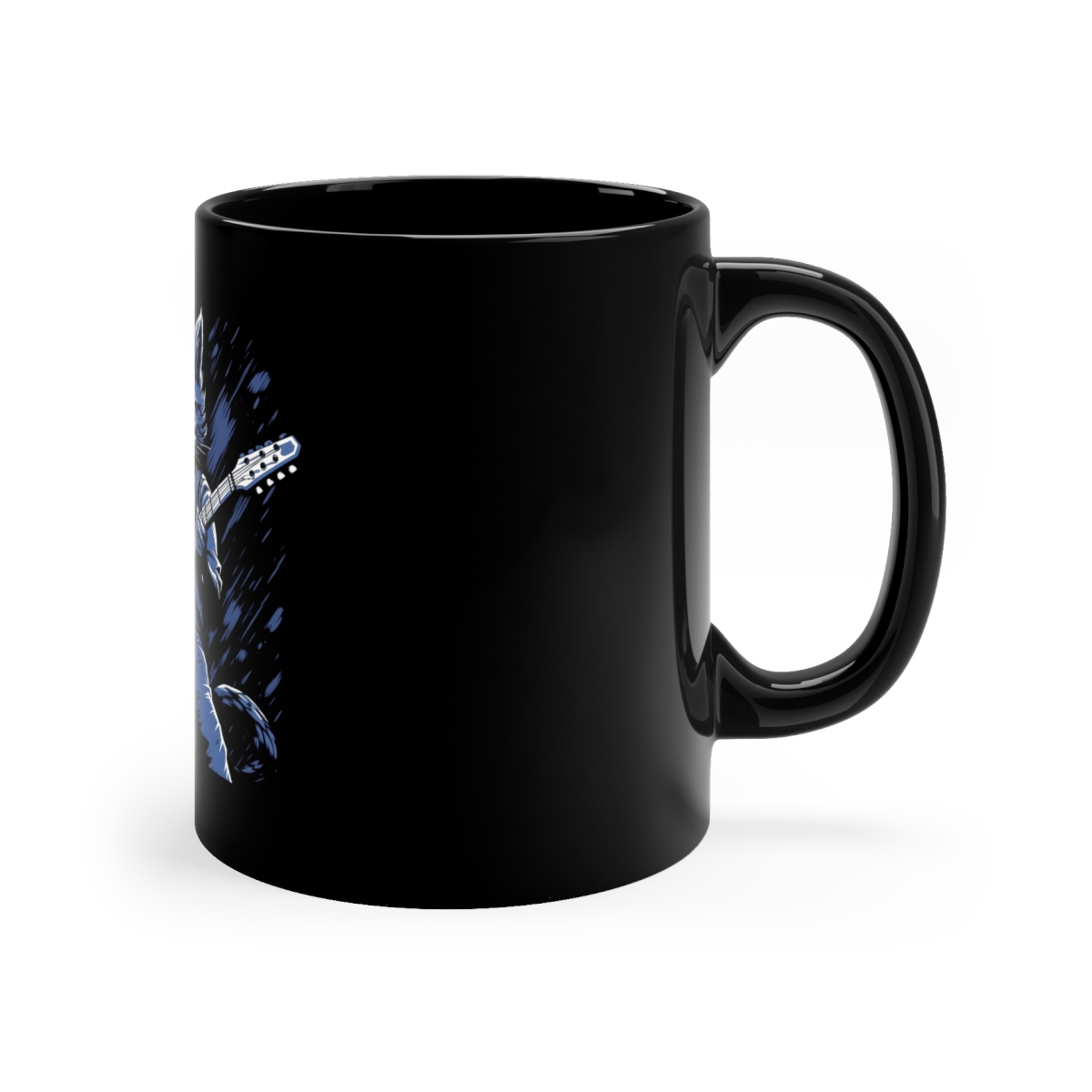 Rocking Out Cat Black Coffee Mug, 11oz - Image 3
