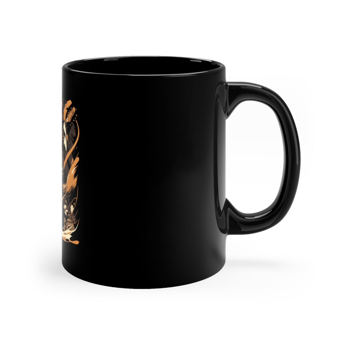 Cat playing guitar, Rock and Roll Cat Black Coffee Mug, 11oz - Image 3