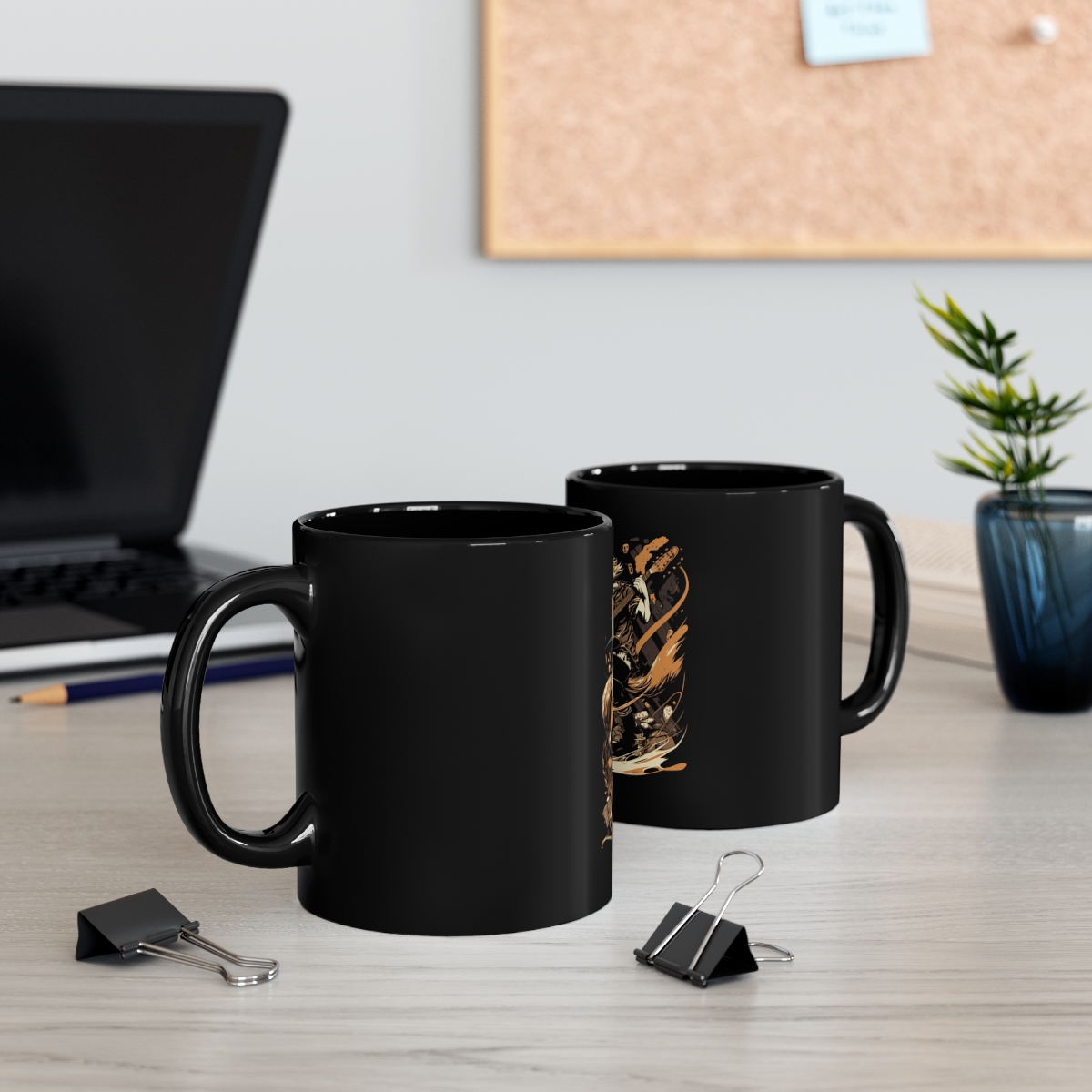 Cat playing guitar, Rock and Roll Cat Black Coffee Mug, 11oz - Image 5
