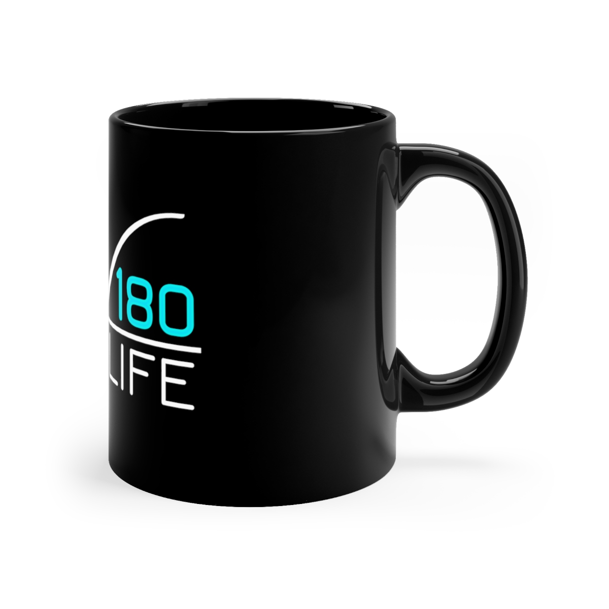 V180 Life Logo 11oz Black Mug - Image 3