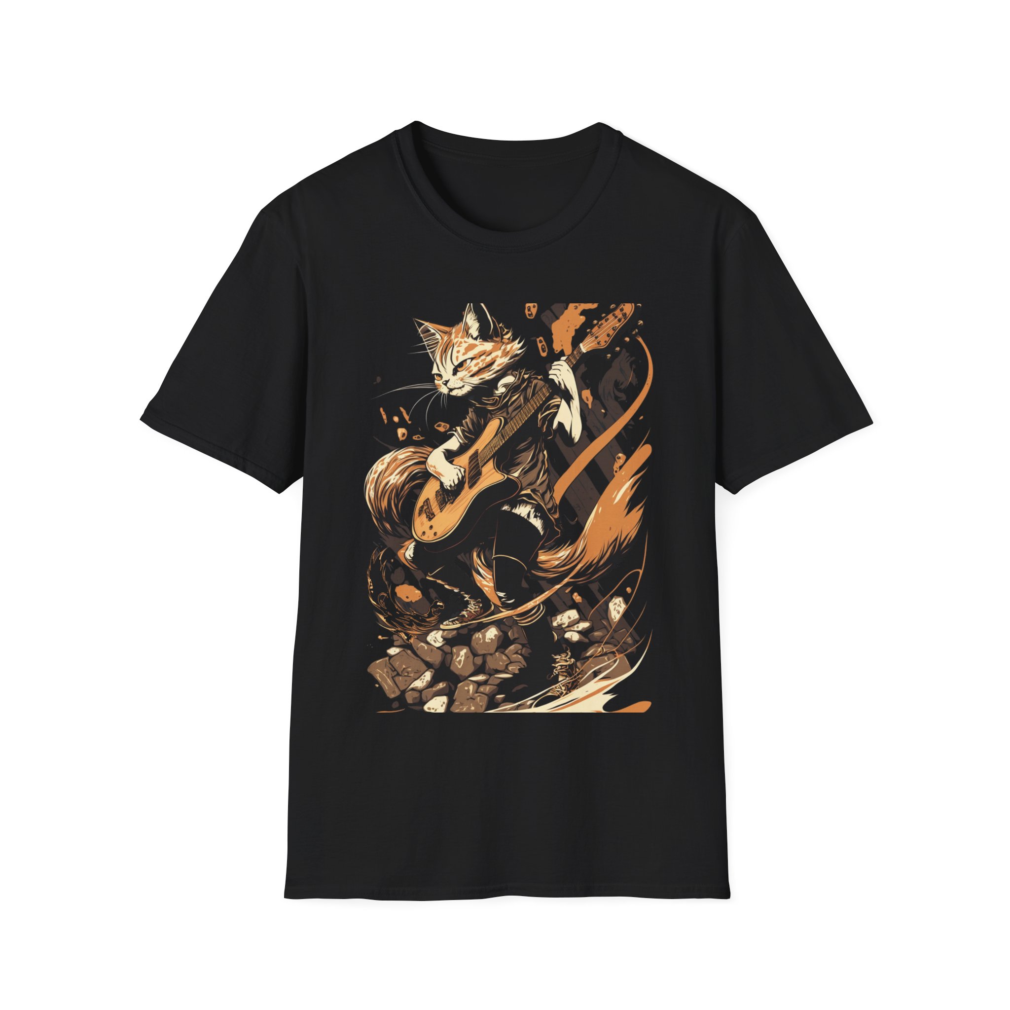 Cat playing guitar, Rock and Roll Cat Shirt , Mens T-shirts / Womens T-shirts, Cat Shirts, music tee, Rock & Roll Cat, Guitarist gift